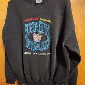 LOGO 7 Black Super Bowl New Orleans Crewneck Sweater